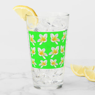 Yellow Frangipanis On Green, Drink Glass