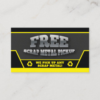 Yellow Free Scrap Metal Pickup Business Card