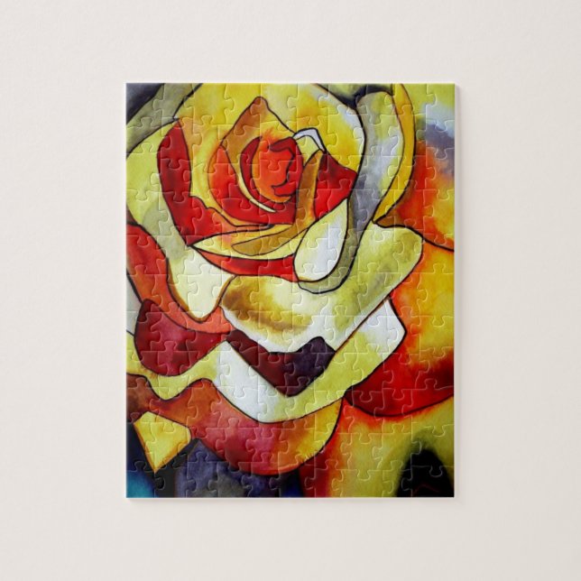 Yellow Freesia flower watercolor art painting Jigsaw Puzzle (Vertical)
