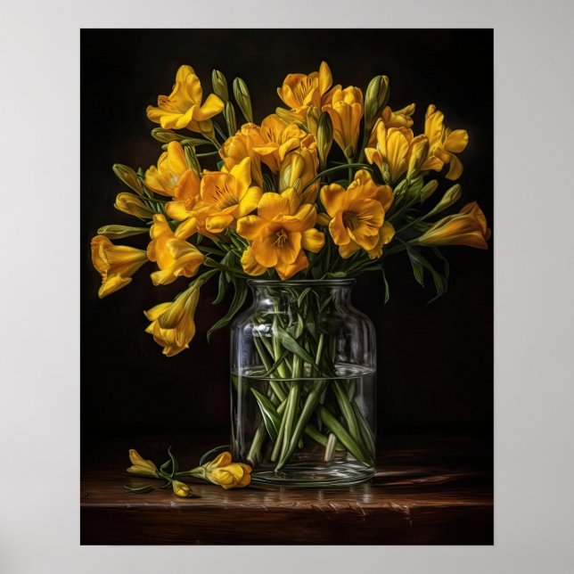Yellow Freesia Flowers Art Print Poster (Front)