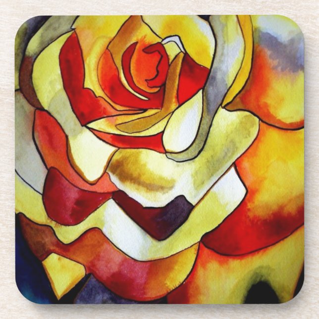 Yellow Freesia watercolor original aer flower Coaster (Front)