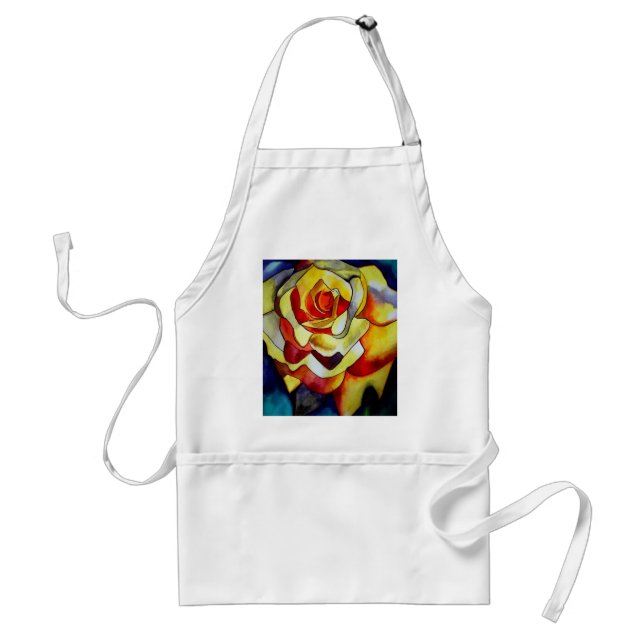 Yellow Freesia watercolor original art flower Adult Apron (Front)