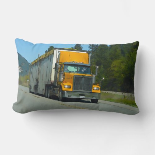 Yellow Freight Lorry for Truckers  Truck_lovers Lumbar Pillow