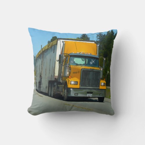 Yellow Freight Lorry for Truckers  Truck_lovers Throw Pillow