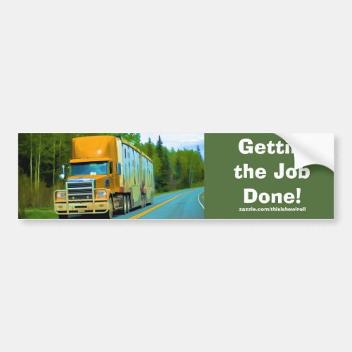 Yellow Freight Truck for Truckers  Truck_Lovers Bumper Sticker
