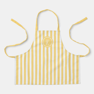 Yellow French Beach Stripe Personalized Monogram Apron