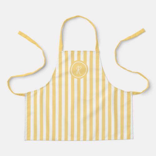 Yellow French Beach Stripe Personalized Monogram  Apron