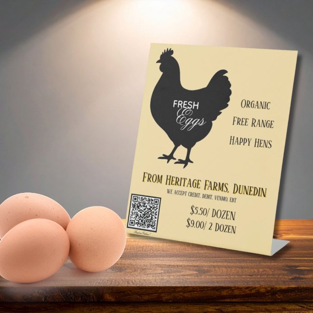 Yellow Fresh Eggs Farmer's Market Sign w/ QR Code (Creator Uploaded)