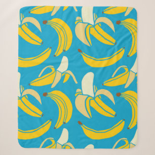 yellow fresh fruit tropical banana seamless patter sherpa blanket