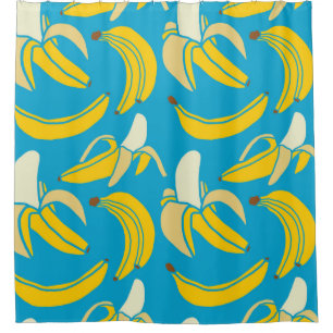 yellow fresh fruit tropical banana seamless patter shower curtain