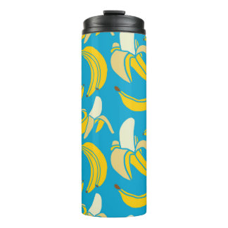 yellow fresh fruit tropical banana seamless patter thermal tumbler