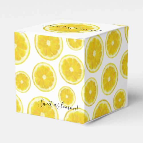 Yellow fresh lemon slice gift favor box