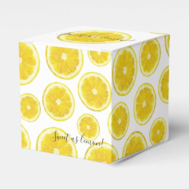 Yellow fresh lemon slice gift favor box (Front Side)