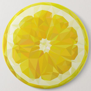 Yellow fresh sour lemon slice modern button
