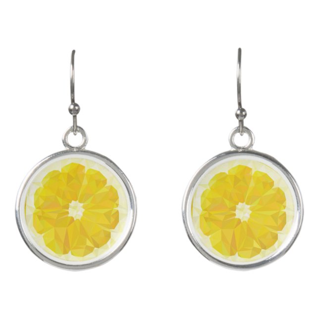 Yellow fresh sour lemon slice modern  earrings (Front)