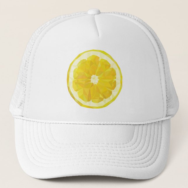 Yellow fresh sour lemon slice modern trucker hat (Front)
