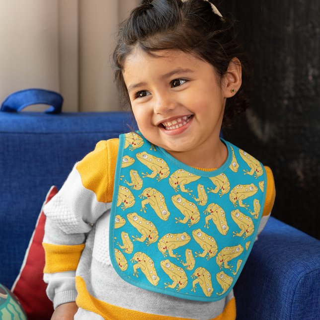 Yellow Frog Cartoon  Baby Bib (yellow cartoon frog kid, infant, newborn baby food safety bib, neck bib, dress dirty free baby bib)