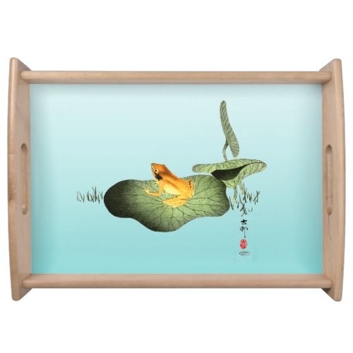 Yellow Frog on Lotus Leaf Serving Tray