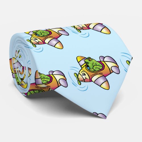 Yellow Frog Plane Neck Tie