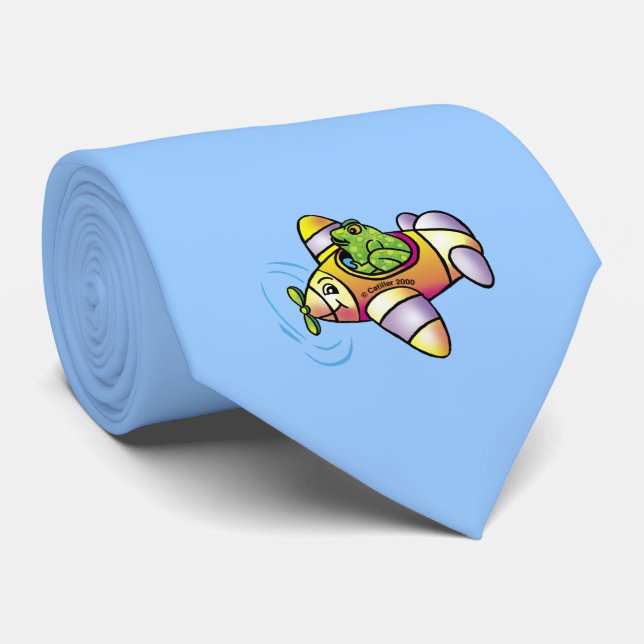 Yellow Frog Plane Tie (Rolled)