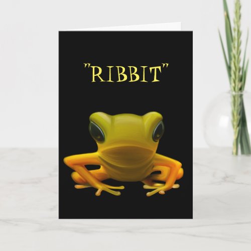 Yellow Frog Ribbit Birthday Card