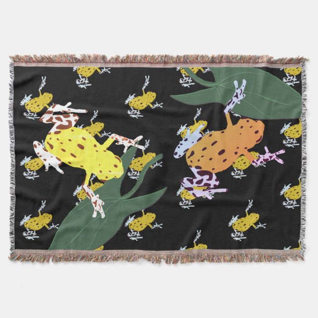 Yellow Frogs Throw Blanket (Front)