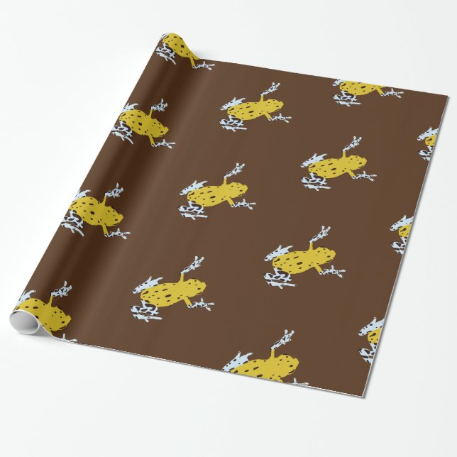 Yellow frogs wrapping paper (Unrolled)