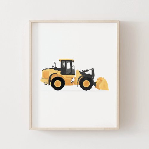 Yellow Front Loader Construction Vehicle Decor