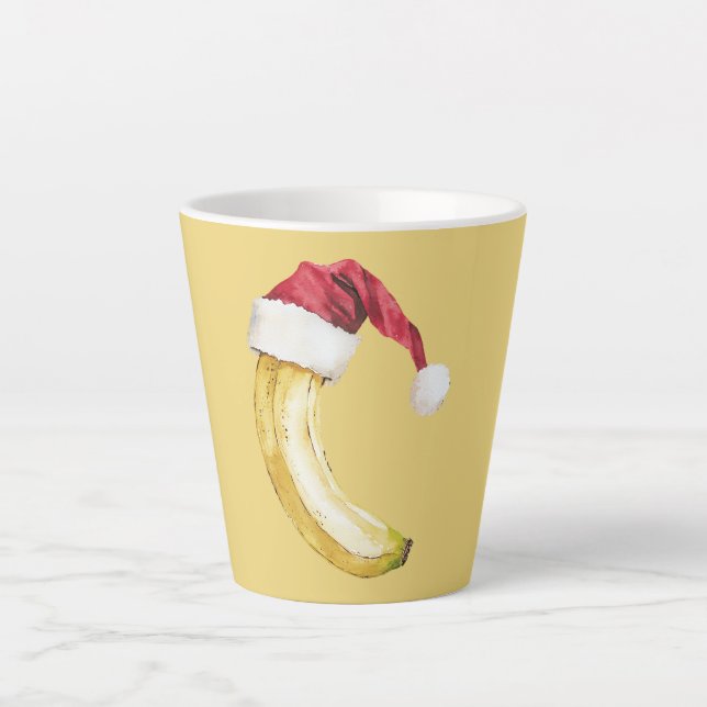 Yellow Fruit Banana Santa Hat Latte Mug (Front)