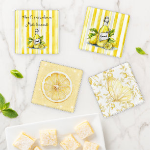 Yellow Fruit Lemons Make Lemonade Coaster Set