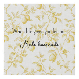 Yellow Fruit Lemons Make Lemonade Faux Canvas Print