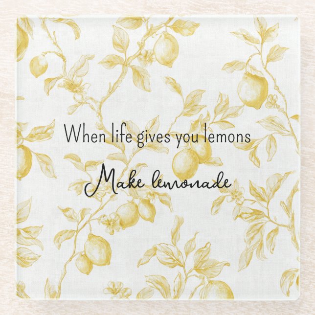 Yellow Fruit Lemons Make Lemonade Glass Coaster (Front)