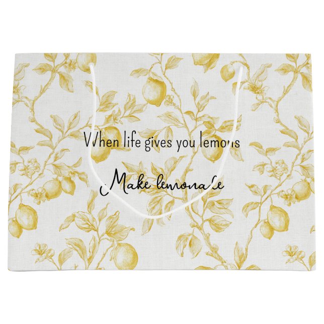 Yellow Fruit Lemons Make Lemonade Large Gift Bag (Front)