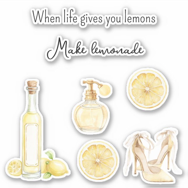 Yellow Fruit Lemons Make Lemonade (version 2) Sticker (Front)