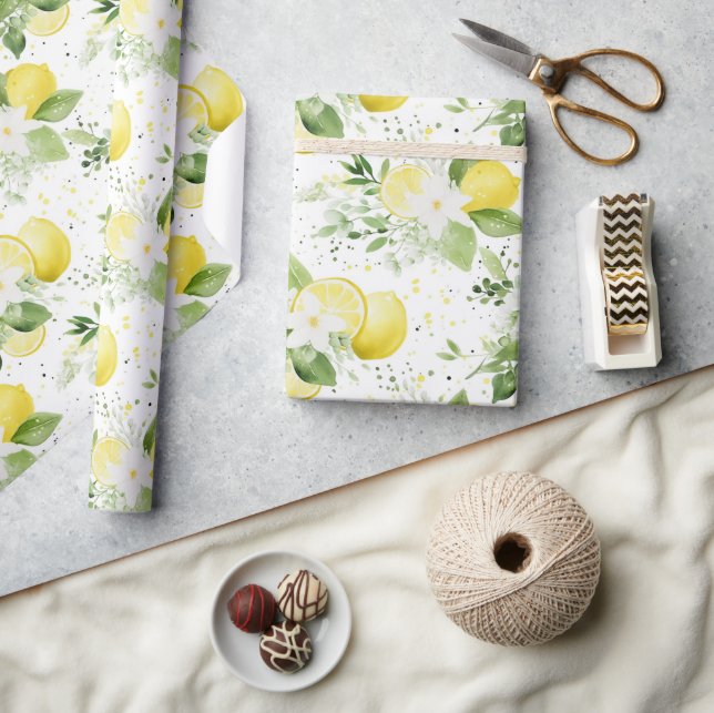 Yellow Fruit Lemons Wrapping Paper (Crafts)