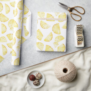 Yellow Fruit Pineapples Birthday Wrapping Paper