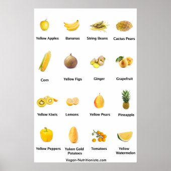 Yellow Fruits and Vegetables Poster | Zazzle