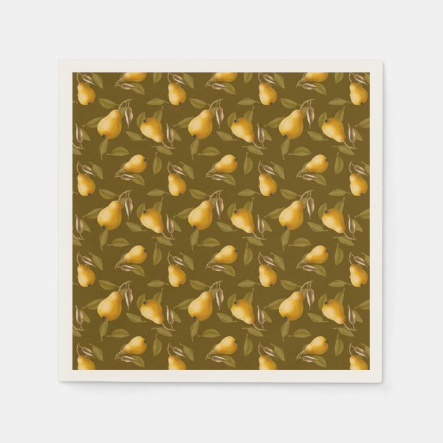 Yellow fruits pattern pears napkins (Front)