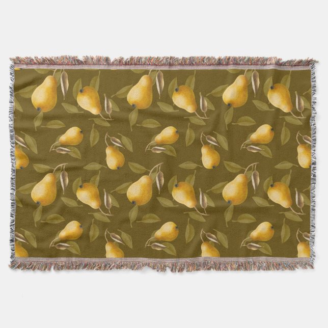 Yellow fruits pears throw blanket (Front)