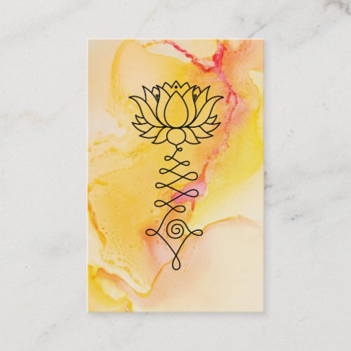  Yellow Fuchsia Lotus Reiki Healing Yoga Reiki Business Card