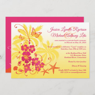 Yellow, Fuchsia, Orange Tropical Wedding Invitation
