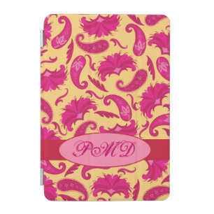Yellow Fuchsia Pink Art Deco Paisley Monogram iPad Mini Cover