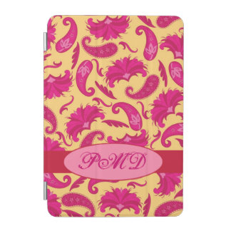 Yellow Fuchsia Pink Art Deco Paisley Monogram iPad Mini Cover