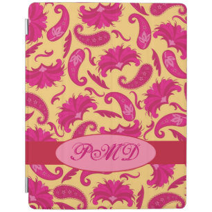 Yellow Fuchsia Pink Art Deco Paisley Monogram iPad Smart Cover