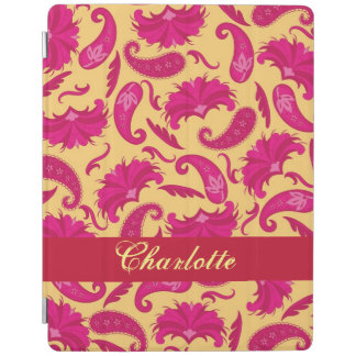 Yellow Fuchsia Pink Paisley Name Personalized iPad Smart Cover