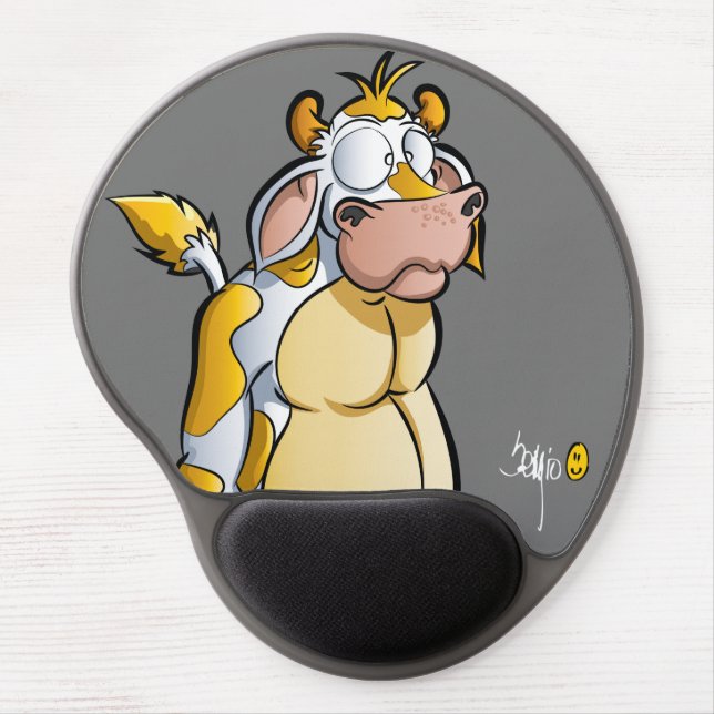 Yellow fun cow by artist Sergio J. Gel Mousepad (Front)