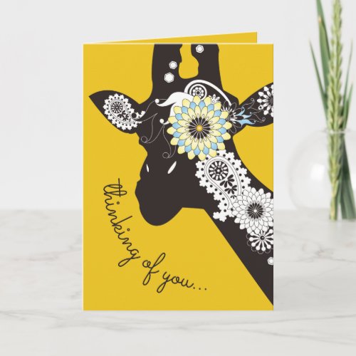 Yellow Funky Cool Giraffe Humorous Thinking of You Card