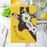 Yellow Funky Cool Giraffe Humorous Thinking of You Card
