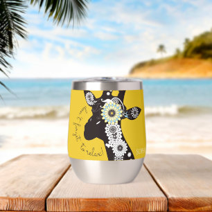 Yellow Funky Funny Giraffe Relax Personalized Thermal Wine Tumbler
