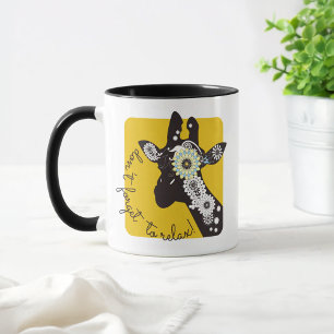 Yellow Funky Funny Paisley Giraffe Coffee Mug